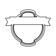 black silhouette heraldic round stamp with ribbon vector illustration