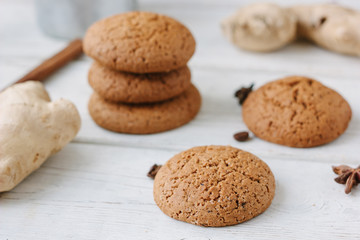 Ginger snaps on white