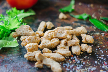 Textured soybean meal - also known as vegetarian soy meat