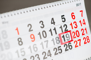 Calendar 19 May close-up