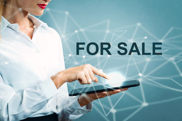 For Sale text with business woman