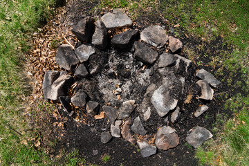 extinguished camp fire place