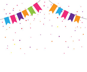 Obraz premium Colorful confetti background with bunting flags