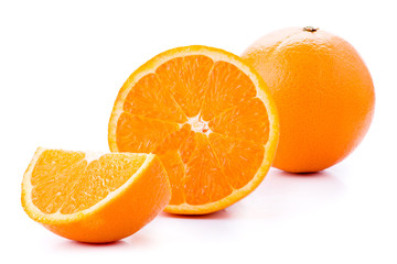 Fresh cut orange isolated on white
