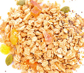 Breakfast cereal on white background