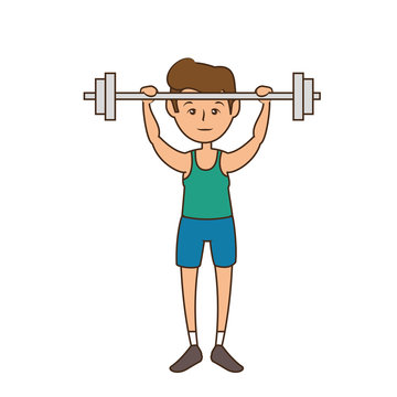 man, cartoon icon over white background. fitness lifestyle concept.  colorful design. vector illustration