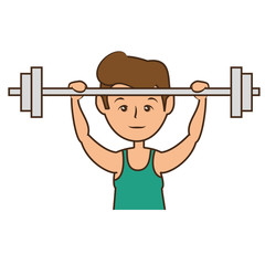 man, cartoon icon over white background. fitness lifestyle concept.  colorful design. vector illustration