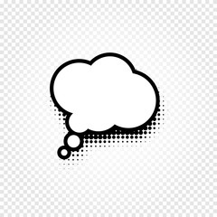Isolated abstract black and white color comic speech balloon icon on checkered background, dialogue box sign, dialog frame vector illustration