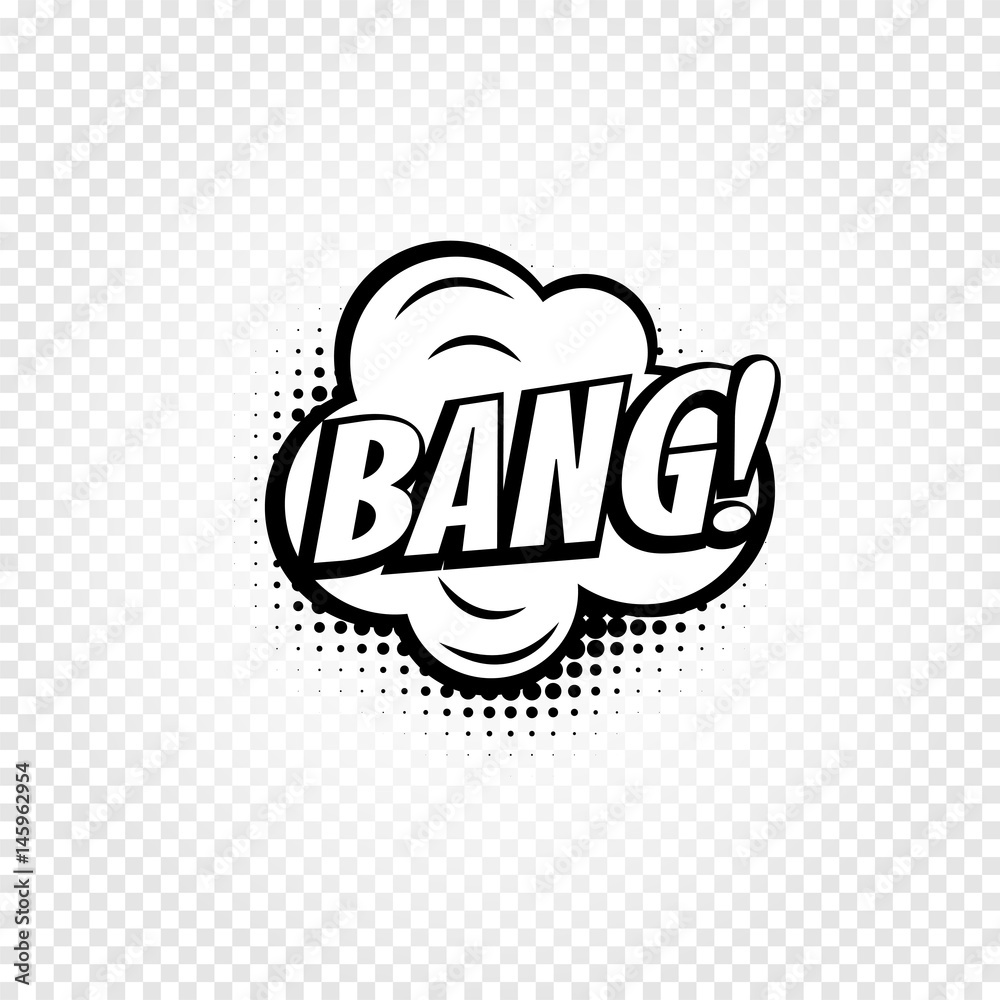 Poster isolated abstract black and white color comics speech balloon icon on checkered background, dialogue
