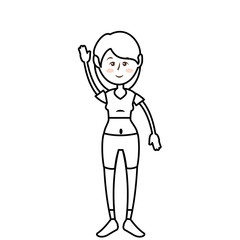 woman wearing sport clothes, cartoon icon over white background. fitness lifestyle concept.  vector illustration