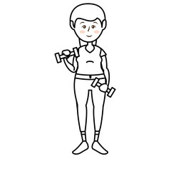 woman lifting dumbbells,  cartoon icon over white background. fitness lifestyle concept. colorful design. vector illustration