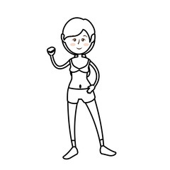 woman wearing sport clothes, cartoon icon over white background. fitness lifestyle concept.  vector illustration