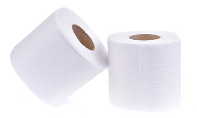 Roll the toilet paper on a white background