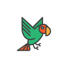 Parrot filled outline icon, line vector sign, linear colorful pictogram. Symbol, logo illustration. Pixel perfect