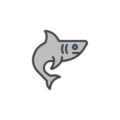 Shark, fish filled outline icon, line vector sign, linear colorful pictogram. Symbol, logo illustration. Pixel perfect