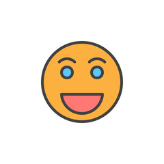 Grinning face, Happy smile emoji filled outline icon, line vector sign, linear colorful pictogram. Symbol, logo illustration. Pixel perfect