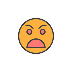 Grimacing angry face filled outline icon, line vector sign, linear colorful pictogram. Symbol, logo illustration. Pixel perfect