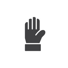 Warning hand icon vector, filled flat sign, solid pictogram isolated on white. Palm symbol, logo illustration. Pixel perfect