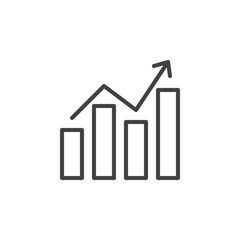 Chart graph with arrow line icon, outline vector sign, linear style pictogram isolated on white. Symbol, logo illustration. Editable stroke. Pixel perfect