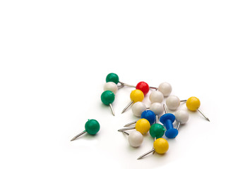 Set of push pins in different colors. ..
