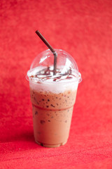 Ice chocolate with milk froth