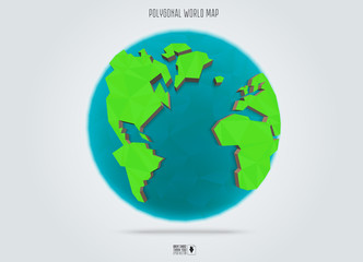 Polygonal Earth planet. Low poly design. Vector Illustration.