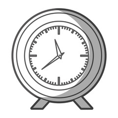 grayscale silhouette of desk clock with thick contour vector illustration