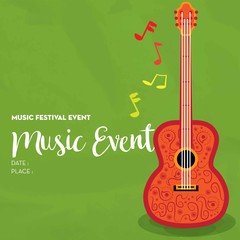music poster event for festival event, banner, brochure, flyer, template with date and place space. vector illustration