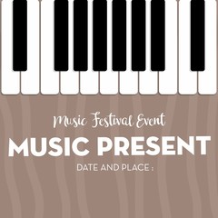 music poster event for festival event, banner, brochure, flyer, template with date and place space. vector illustration