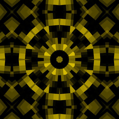 Golden pattern on a black background, mosaic
