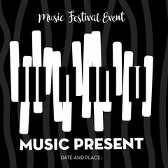 music poster event for festival event, banner, brochure, flyer, template with date and place space. vector illustration