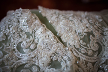 white lace handmade wedding dress