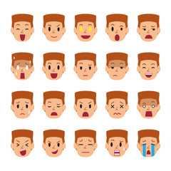Set of a man faces showing different emotions