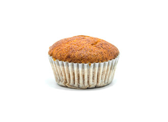 Banana cake with white background.