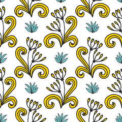 Seamless Tropical Jungle Palm Leaves Pattern.