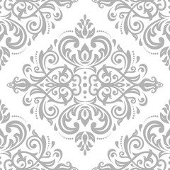 Damask classic silver pattern. Seamless abstract background with repeating elements