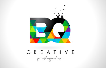 BQ B Q Letter Logo with Colorful Triangles Texture Design Vector.