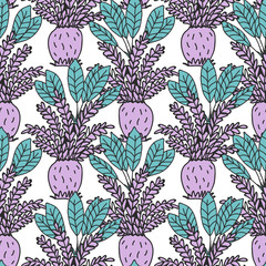 Seamless Tropical Jungle Palm Leaves Pattern.