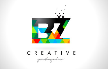 BZ B Z Letter Logo with Colorful Triangles Texture Design Vector.