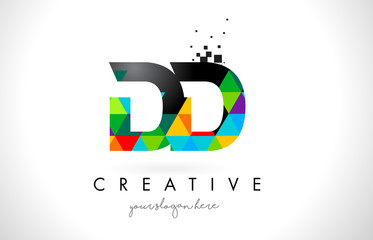 DD D D Letter Logo with Colorful Triangles Texture Design Vector.