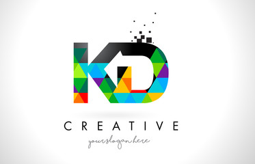 KD K D Letter Logo with Colorful Triangles Texture Design Vector.