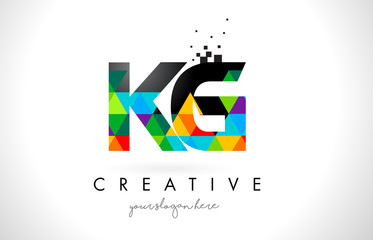 KG K G Letter Logo with Colorful Triangles Texture Design Vector. - obrazy, fototapety, plakaty