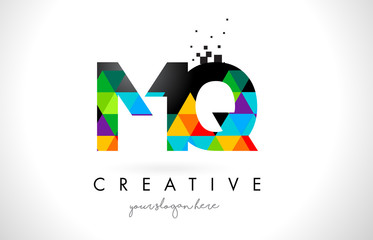 MQ M Q Letter Logo with Colorful Triangles Texture Design Vector.
