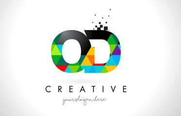 OD O D Letter Logo with Colorful Triangles Texture Design Vector.