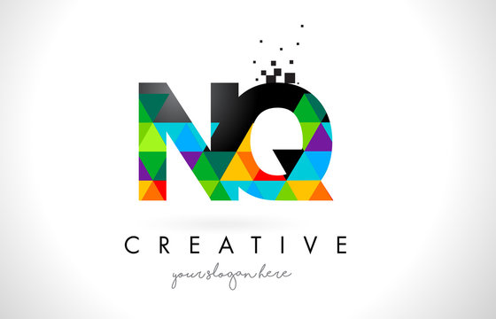 NQ N Q Letter Logo with Colorful Triangles Texture Design Vector.