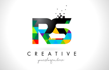 RS R S Letter Logo with Colorful Triangles Texture Design Vector.