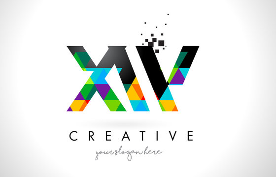 XW X W Letter Logo with Colorful Triangles Texture Design Vector.