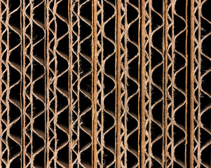 Close up of side view of a corrugated cardboard background