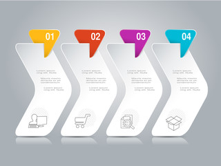 Vector infographic design with business icons. Workflow layout, annual report, web design, diagram. Marketing template with 4 options, steps.