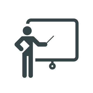 Training, education and presentation icon. Vector illustration. Black-white pictogramm